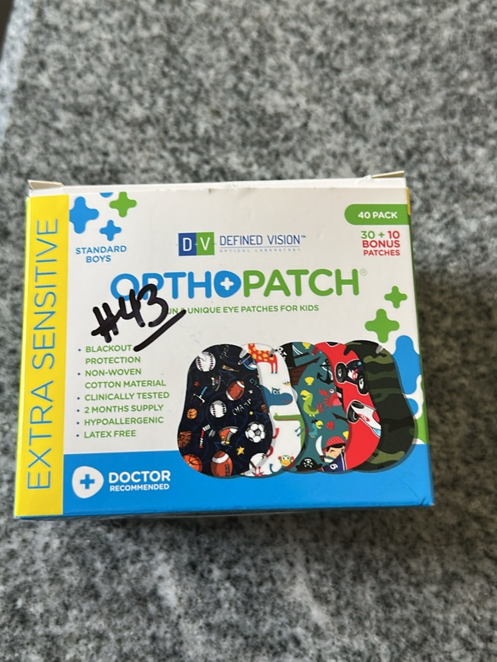 OrthoPatch Kids Eye Patches - Boys Patterns, Extra Sensitive